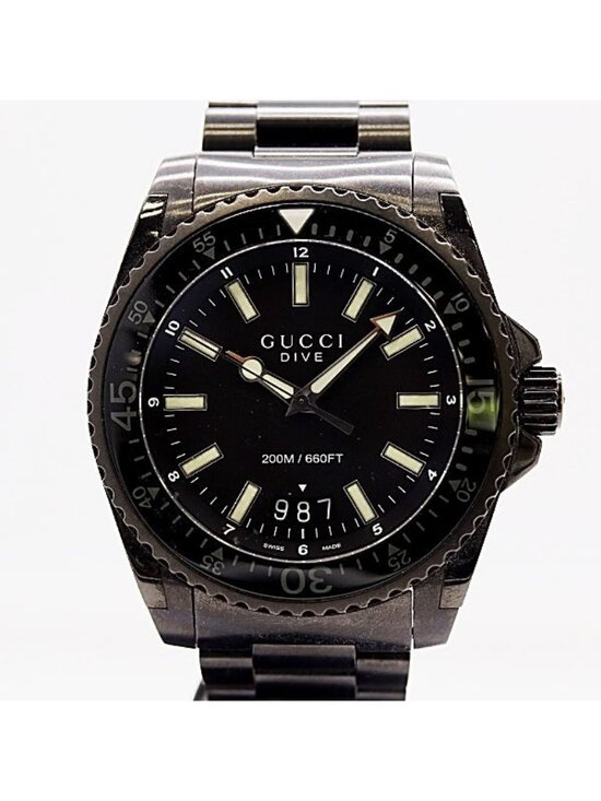Gucci Dive 136.2 SS Quartz Black Dial Watch